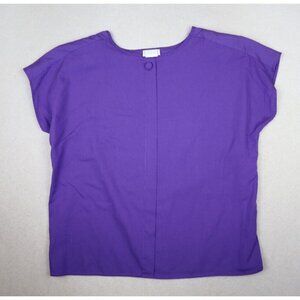 NOUVEAU - VINTAGE 80s 90s WOMEN'S PURPLE SHORT SLEEVE TOP - SIZE L
